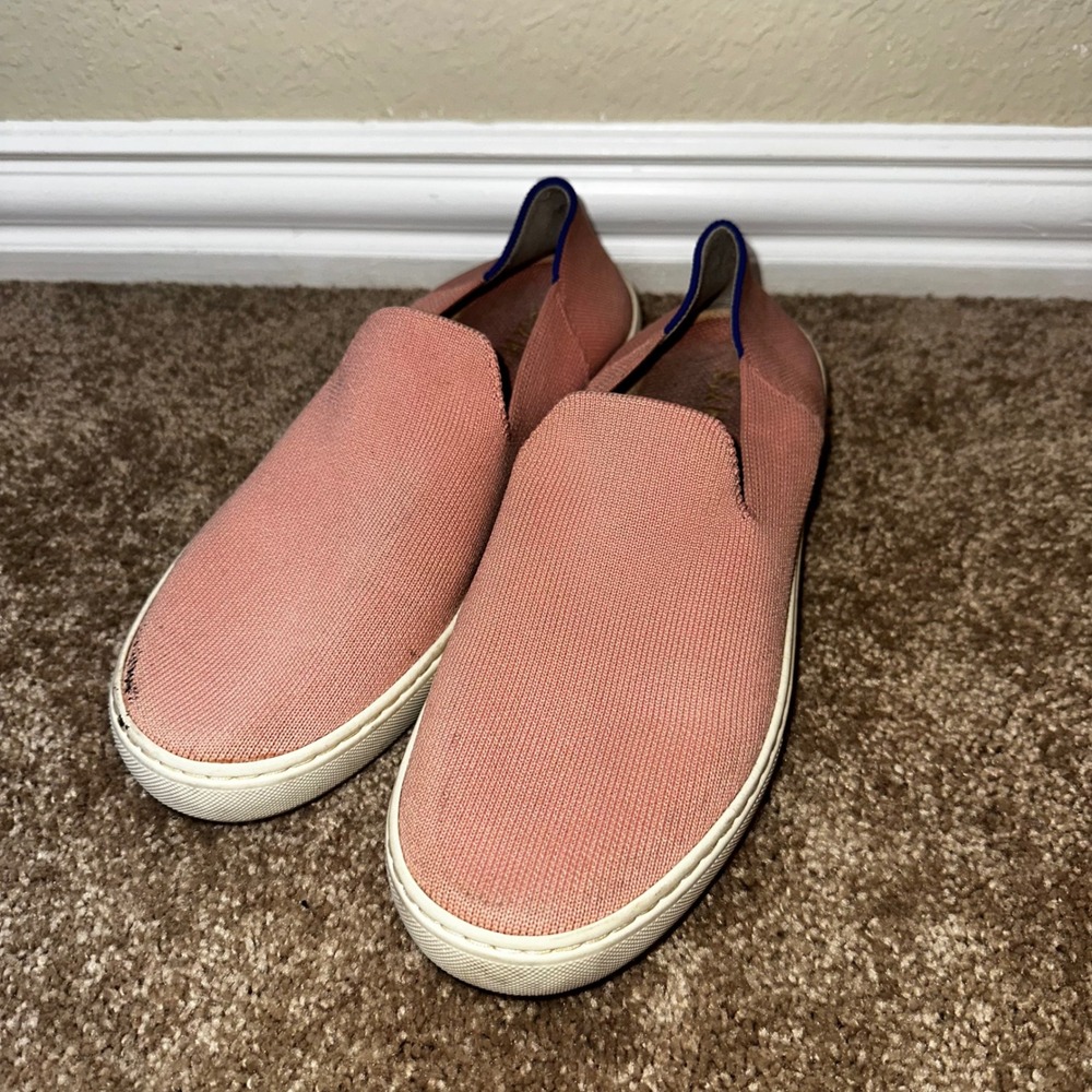 Rothys The City Slip On Sneaker Dusty Rose Pink Knit Shoes Womens 8.5 Casual
